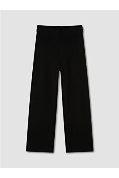 LC Waikiki New Season Black Wide Leg Women's Knitwear Trousers with Elastic W...