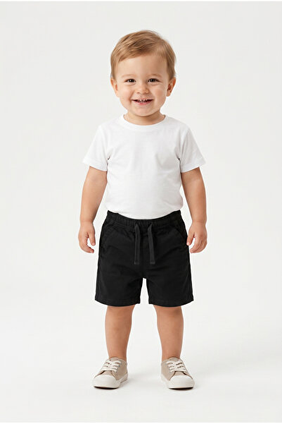 ETEN Solid Boys Denim Bermuda, Black, 18 Months
