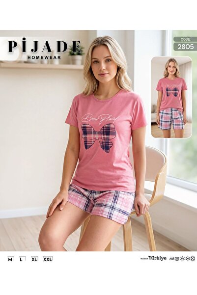 PİJADE HOMEWEAR Ženski pidžama set kratkih rukava sa šortama, 100% pamuk, udo...
