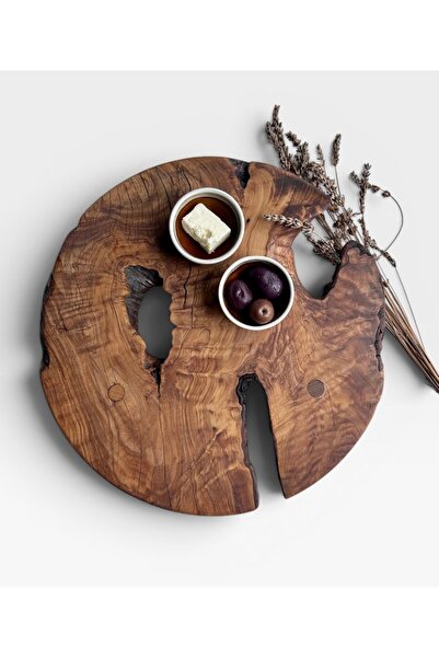Zeytin Ağacı Sunum Tahtası & Ahşap Sunum Tabağı (34x34x2cm)