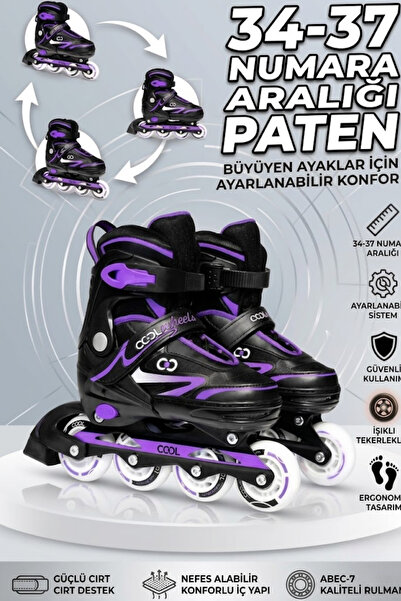 Cool Wheels Glow Serisi Ayarlanabilir Silikon Dört Teker Ultra Beyaz Işıklı P...