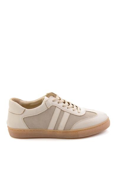 Bambi Bej Bej Hakiki Deri Kadın Sneaker K01649200303
