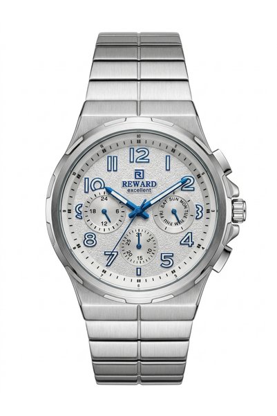 Reward Men's Silver Metal Cord White Dial Function Wrist Watch 2 Year Warranty