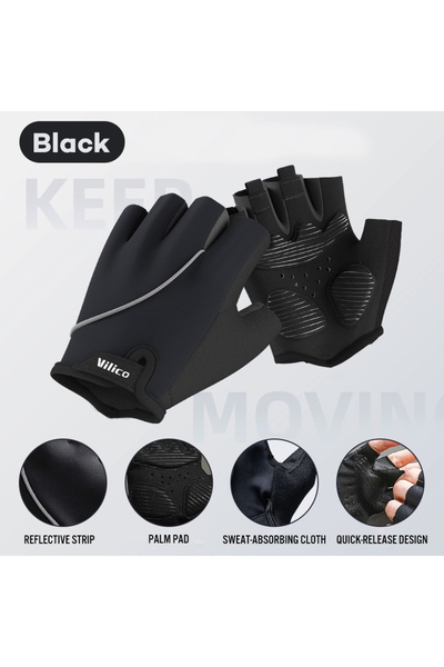 Choice10 M A0147-black Cycling Bike Gloves Half Finger Shockproof Breathable ...