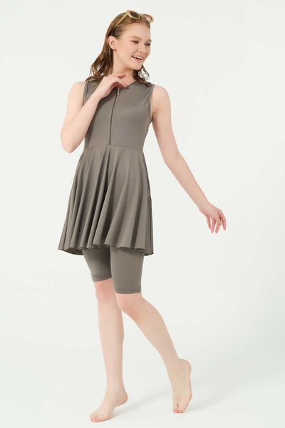 ALFASA Flared Skirt Zero Sleeve Semi-Covered Swimsuit