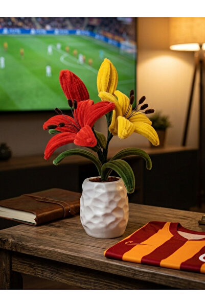 Crystal Coza Yellow Red Handmade Chenille Lily Flower – Fan Home Decor & Non-...