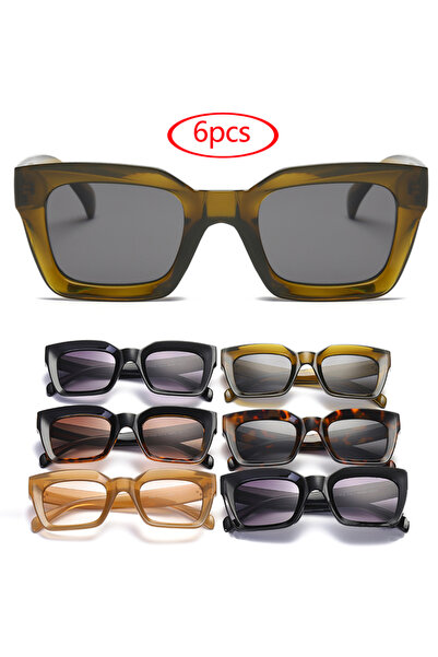 Choice show as picture 6pcs Cycling 6pcs Cat Eye Sunglasses Women Retro Squar...