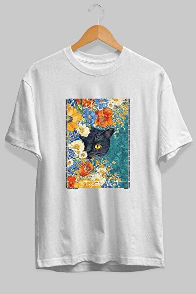 Ankhises Μπλουζάκι  "For the Love of Cats " με στάμπα γάτας, λευκό, oversized...