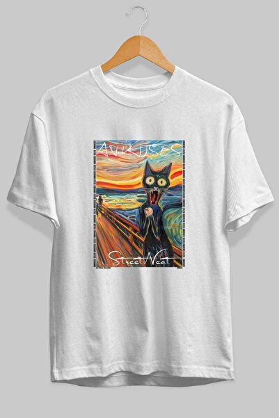 Ankhises T-shirt "For the Love of Cats 23" με στάμπα γάτας, λευκό, oversized,...