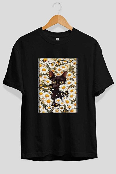 Ankhises Tricou oversize negru cu imprimeu Cat For Cat Lovers 121, 100% bumba...