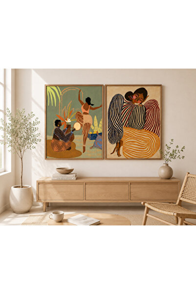 Boho wellness studio Kindred Spirits Ahşap Çerçeveli Modern Sanat Poster Seti...
