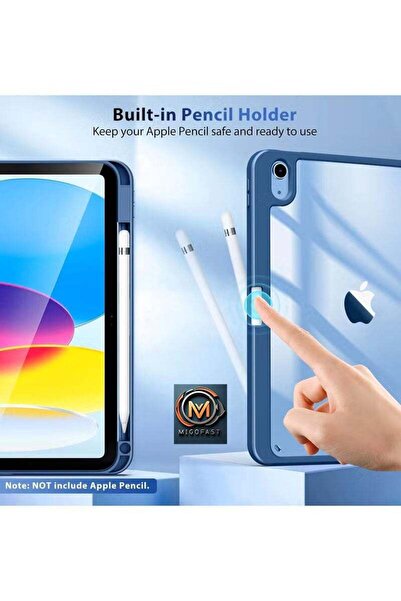 Youqin Home MIGOFAST Case for iPad (A16) 11th Gen 11" 2025 / 10th Gen 10.9" 2022, Pencil Holder, Clear Back - Abyss Blue
