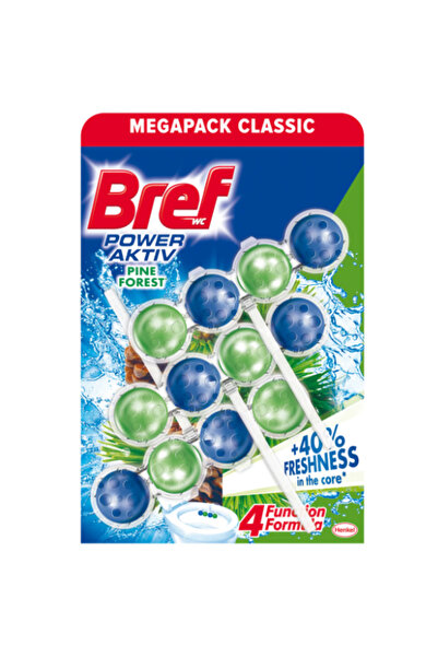 Bref Освежител за тоалетна чиния, Power Aktiv Pin, 3 x 50гр