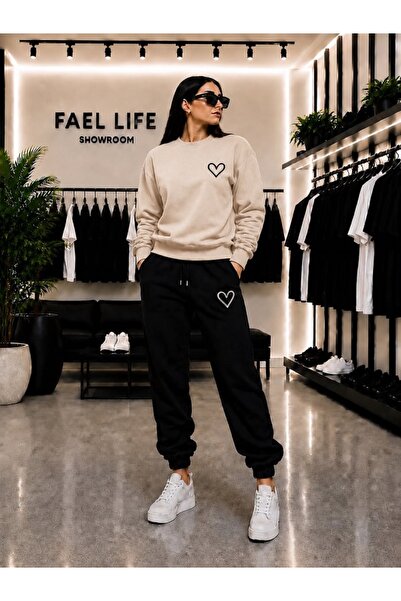 FAEL LİFE SET UNISEX CU GULER ROTUND ȘI PANTALONI DE TRENING CU IMPRIMARE MIN...