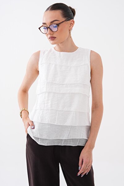 ŞİMAL Ženska slojevita detaljna bluza bez rukava 260605