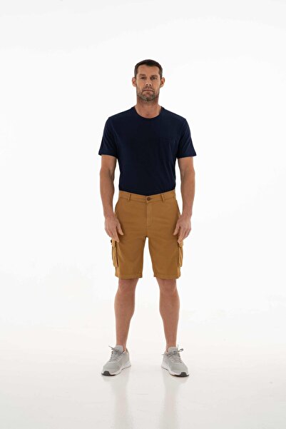 Arma Men's Brown Cargo Pocket Regular Fit Piece Dyeing Short Shorts Y 2550527...