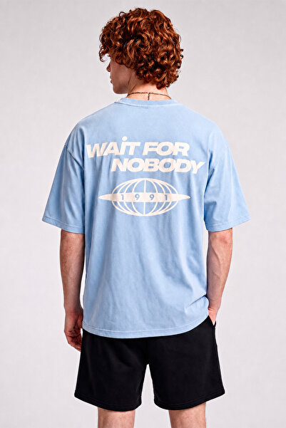 EFFRENATU Wait for Nobody Men's T-Shirt Shorts Set - Globe Printed Blue Black