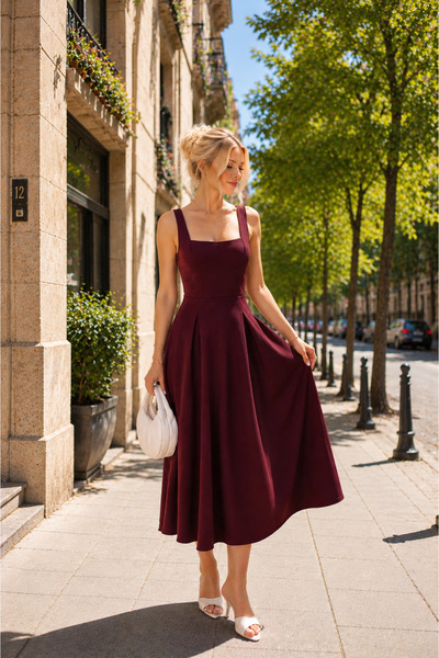 legends butik Γυναικείο φόρεμα μίντι από ύφασμα Modal με τετράγωνο λαιμόκοψη ...
