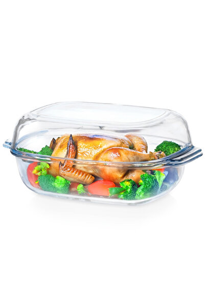 Orion Vas de copt din sticlă borosilicată cu capac 3.1/2.6 L