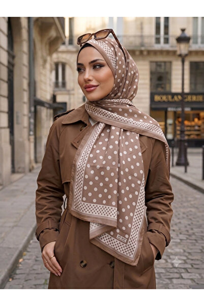 Nazellaa Polka Dot Bamboo Shawl - Milk Coffee White