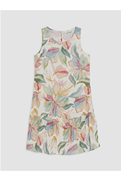 LC Waikiki New Season Mixed Crew Neck Floral Ruffle Mini Dress