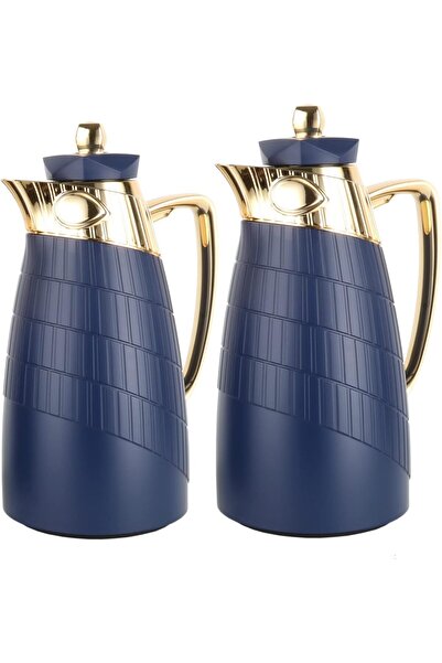 Generic Al Saif Insulated Tea and Coffee Pot Set, 2 Pieces, 0.7/1.0L, Dark Ma...