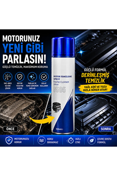 DuoLight Motor Temizleme Spreyi 500 ml Yağ ve Gres Çözücü Güçlü Motor Temizle...
