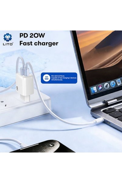 Lito Network Charger LC28 20W 3A 1 x USB-A - 1 x USB-C White