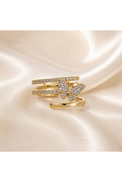ARDENİM Elegant Butterfly Steel Zircon Stone Ring