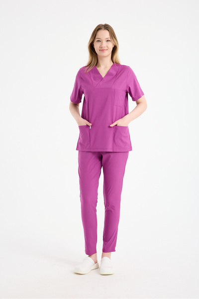 CAREX Scrubs Kadın V Yaka Doktor Üniforması Takım – Likralı Medikal Giyim |