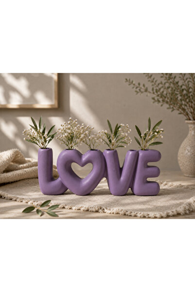 farist مزهرية بتصميم LOVE الزخرفي - إنتاج طباعة ثلاثية الأبعاد - 20x8x3 سم