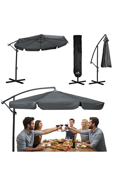Plonos Umbrelă de grădină pliabilă, 8 segmente, 350 cm, cu husă, PL-881