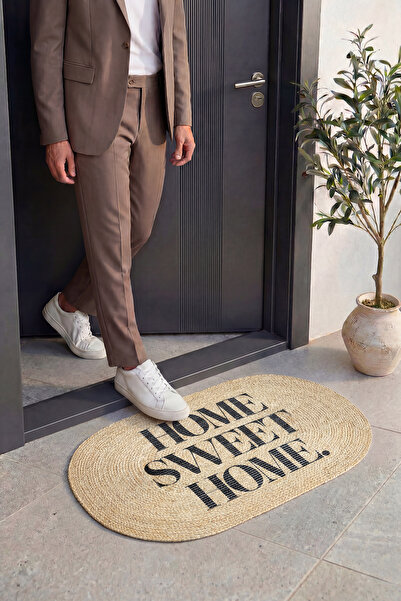 Cool Halı Passy Home Sweet Home Yazılı Bohem Çift Taraflı Jüt Görünümlü Şık D...