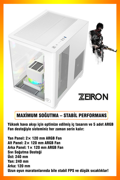 Zeiron NitroZeus A5 Pro Ryzen 5 7500F 16GB 512GB RTX5060 DDR5 240mm Sıvı Soğutmalı Oyuncu Bilgisayarı