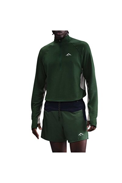 Nike Tricou de alergare pentru bărbați Trail Dri-Fit 1/2-Zip FW 2025-Verde în...