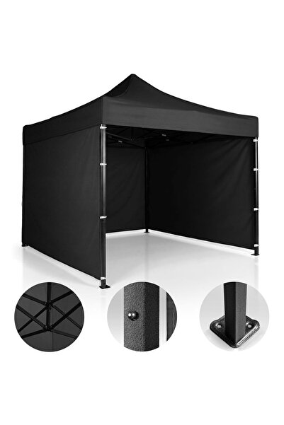 Plonos Pavilion de grădină cu 3 pereți, 3 x 3 m, negru