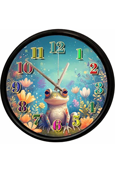 Caseras Cute Frog and Flower Garden Themed Decorative Wall Clock 28 cm Silent...