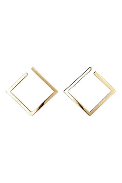 OEM Cercei eleganti, aurii, geometrici, patrati, din aliaj, 2cm