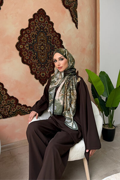 KUQOS Aqua Soft Amber Patterned Shawl
