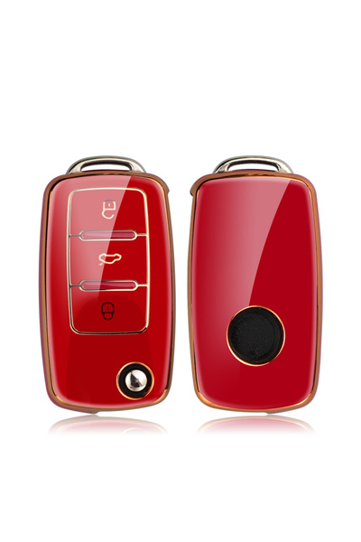 Choice5 Gold Red TPU Car Key Case Cover for VW Volkswagen Polo Tiguan Passat ...