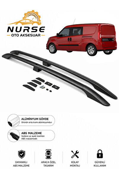 NURSE Fiat Doblo Maxi Uzun Şase 2011-2023 Model için Tavan Çıtası Portbagaj S...
