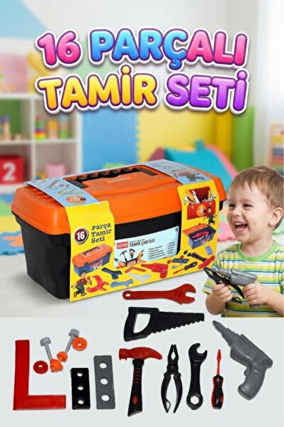 Tıfıl Toys 16 Parçalı Çantalı Matkap ve El Aletleri Eğitici Öğretici Tamir Ça...