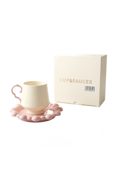 wafra store Ceramic Mug and Saucer with Stylish Bubble Design - Pastel Colors...