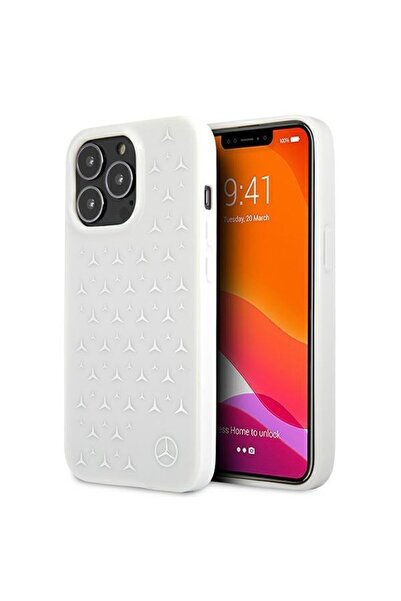 MERCEDES Husă MEHCP13XESPWH cu model stele, pentru iPhone 13 Pro Max, alb, ar...