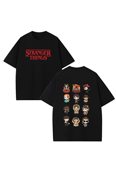STİL-X Tricou oversize unisex cu imprimeu Stranger Things, 100% bumbac