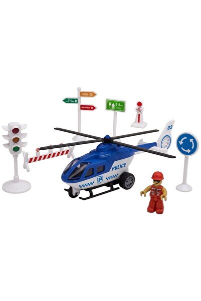 Avaleea Set Elicopter Politie Cu Accesorii Oras Si Frictiune, Jucarie Interac...