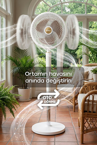 Feny Vortex 70W Ayaklı Retro Vantilatör Çift Motorlu 3 Kademeli Döner Başlıklı Sessiz Güçlü Fan