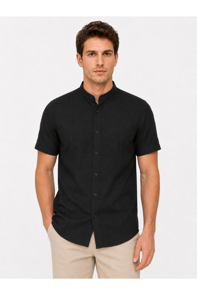 Bravis collection Dar Kesim Slimfit Kısakol Hakimyaka Keten Yazlık Gömlek