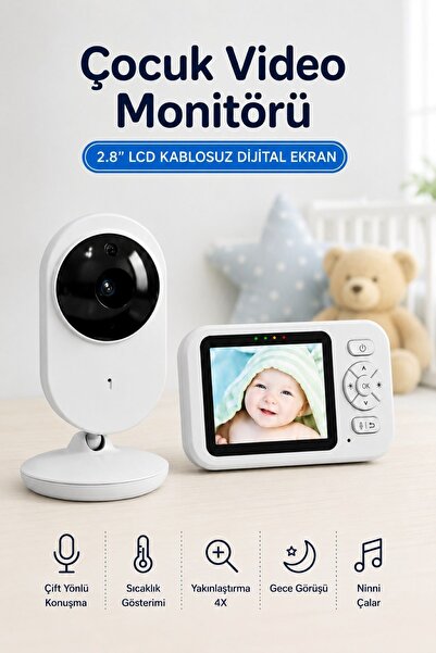 RAYLAX Bebek Kamerası Lcd Ekranlı Gece Görüşlü Bebek Telsizi Bebek Odası Kame...