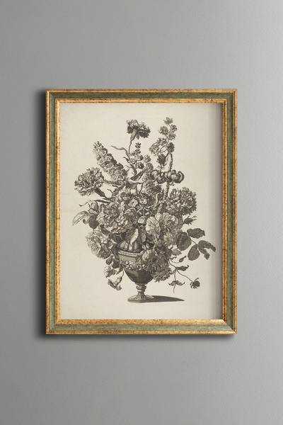 epiqart Black and White Floral Still Life - Vintage Patterned Frame - Slim Model